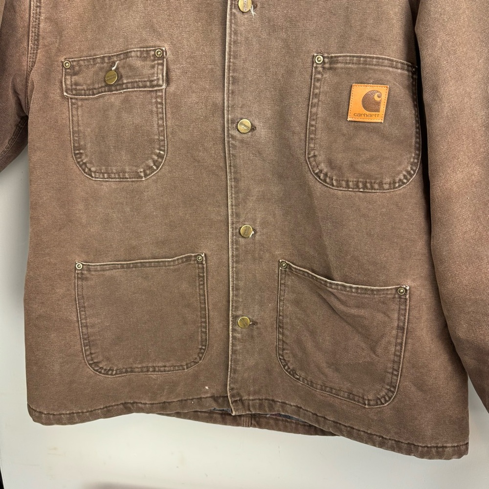 Vintage Carhartt Blanket Lined Chore Barn Jacket C02CHT Coat Brown Sz Large - Picture 8 of 16